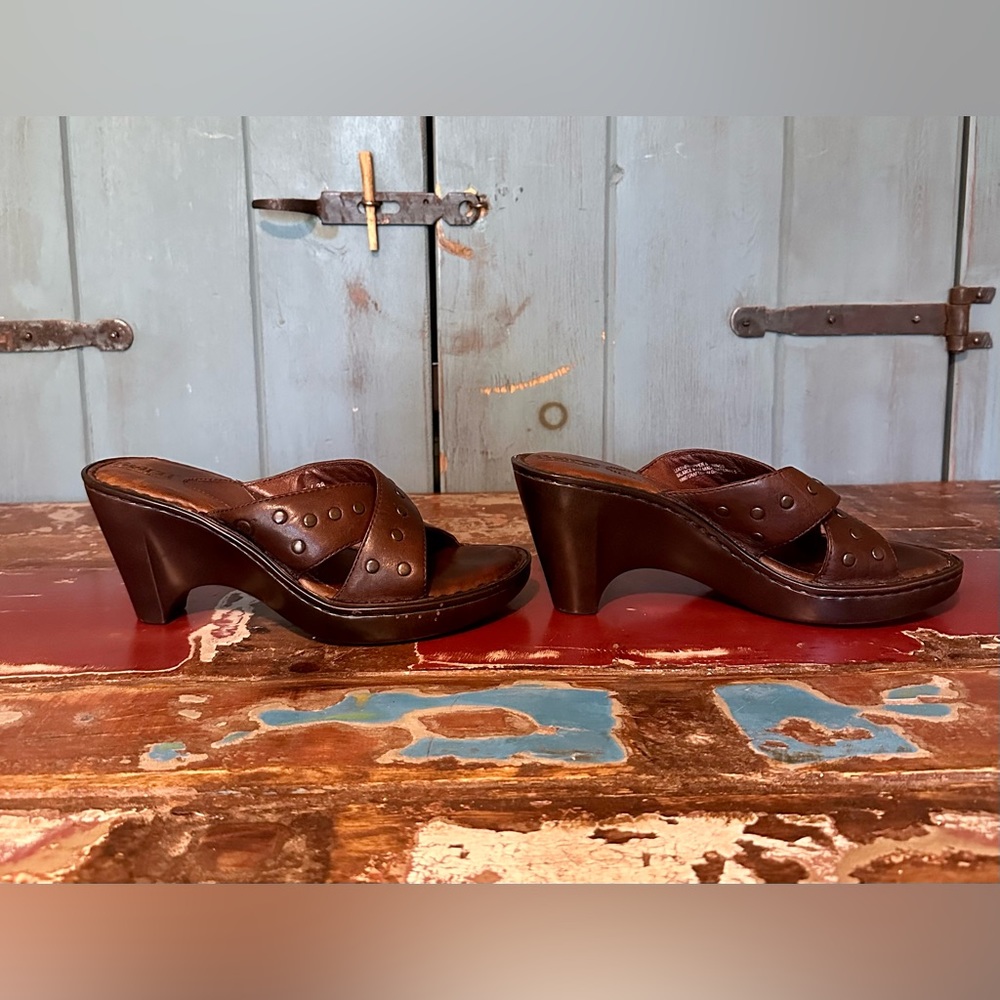 Born Leather Wedge Sandals - Picture 2 of 8